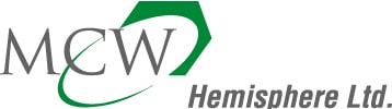 Logo of MCW Hemisphere Ltd. featuring gray "MCW" text with a green swoosh and geometric shape, and "Hemisphere Ltd." written in gray on the right, representing their esteemed status as engineering consultants under MCW Consultants.